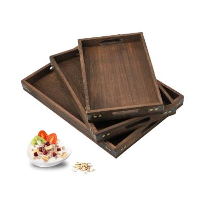 China Best Selling Handmade Eco-Friendly Wooden Food Cutlery Kitchen Decorative Tray for sale