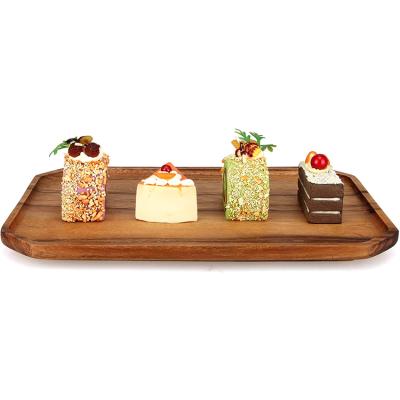 China Custom Brown Home Decoration Handmade Retro Wooden Food Trays Serving Set for sale