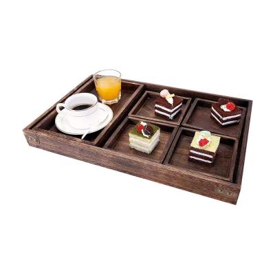 China Hot sale handmade antique wood tray wooden breakfast dish suitable for kitchen dining table for sale