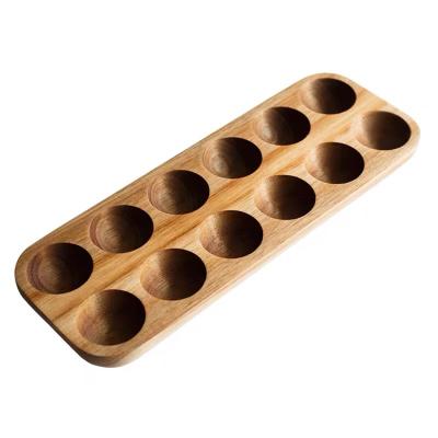 China Home Kitchen Acacia Wood 18 Grid 12 Grid Handmade Egg Tray Wooden Egg Tray Box for sale