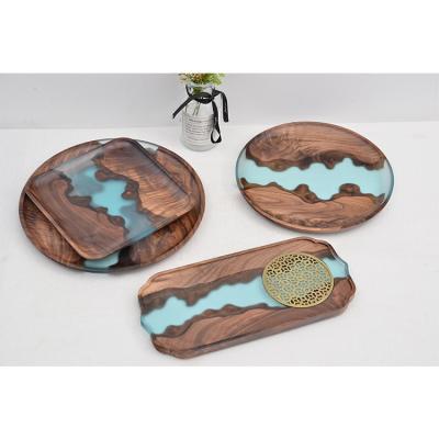 China Hot Selling Custom Made Brown Log Serving Tray Dishes Kids Sustainable For Food for sale