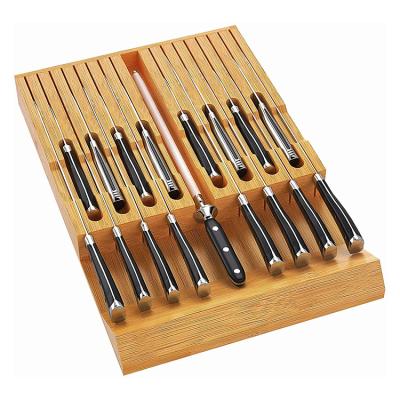 China Sustainable High Quality Natural Knife Block Knife Organizer Bamboo Wooden Rest for sale