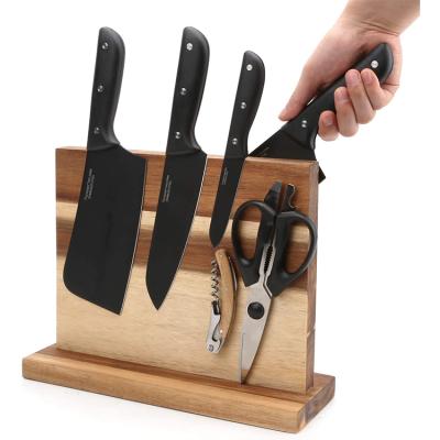 China 2021 New Design Viable Wooden Knife Block Storage Rack Magnetic Holder for sale