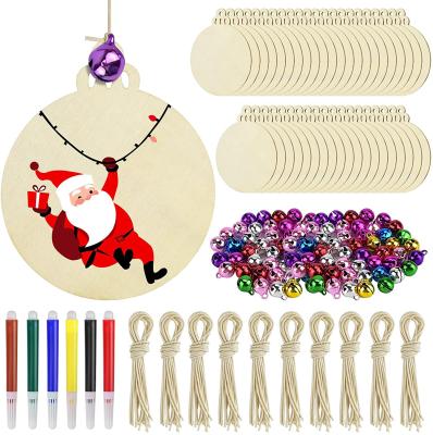 China China Raw Log Chip Christmas Ornaments 100 Pieces DIY Gift Decoration Wooden Toys for sale