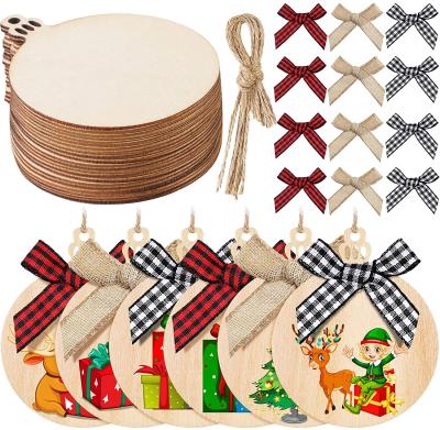 China China Hot Sale DIY Custom Craft Wooden Ornaments Set Round Wood Scrap Christmas Ornaments for sale