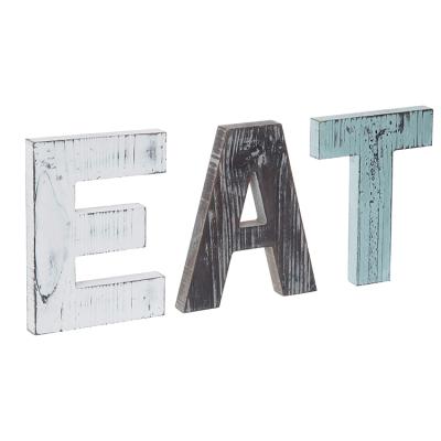 China China Vintage Home Decor Handmade Signs Wooden Letters Craft EAT Shape for sale