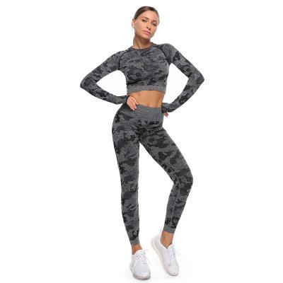 China Gym Fitness Tights Leggings Set Workout Sportswear Seamless Printed Yoga Sets Fitness Women for sale