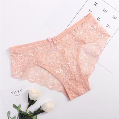 China Ladies Antibacterial Transparent Underwear Factory Price Floral Lace Panties for sale