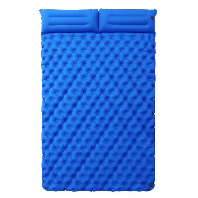 China Travel Outdoor Waterproof Inflatable Camping Double Mat With Pillow 2 Person Sleep Pad for sale