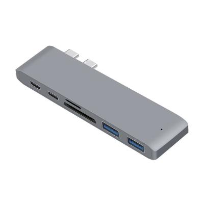 China Mobile Devices .desk C Computer Type 6 in 1 USB C Hub Docking Station with USB3.0*2 HUB +PD+SD/TF Port for sale