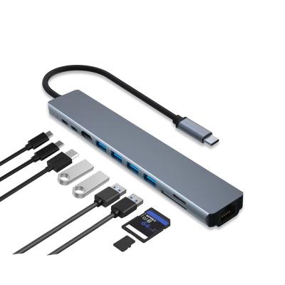 China Computer 10 Mobile Devices .desk hub in 1 USB Ethernet C to 4K with TF/SD Card Reader USB-C Data Type C PD Charging 4 USB-A for MacBook and more for sale