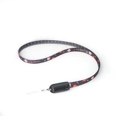 China 100 Lanyards Data Transfer Cable 3 in 1 USB Cable Customize Soft Neck Strap Ruler Date Cable for IOS/Micro/Type-C Charging Cable Line for sale