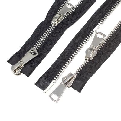 China Double Sliders Best Selling 2022 Black Metal Double Head Zipper Wholesale Price Tenacity Copper Tooth Zipper No. 8 high for the denim jacket for sale