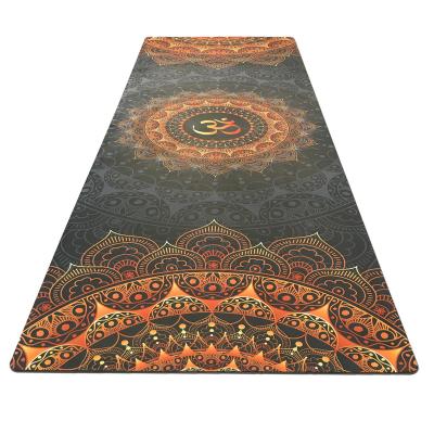 China Durable Wholesale Anti-Slip Suede Custom Printed Two Layer Natural Rubber Exercise Yoga Mat With Strap for sale