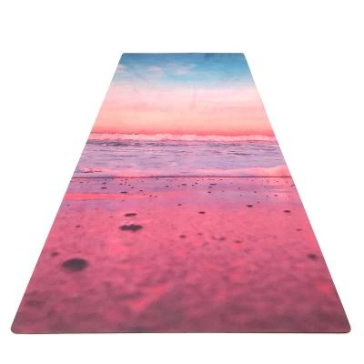 China Lightweight weight.easy to carry ultra lightly 1mm suede travel yoga mat custom printed rubber foldable portable towel for sale