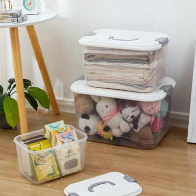 China Sustainable Household Storage Boxes Transparent Plastic Bins With Lid For Clothes Toys Books Sundries for sale