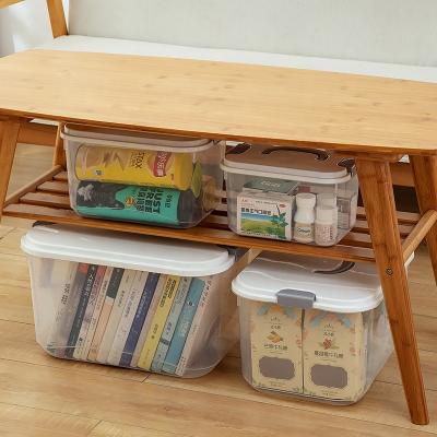 China Sustainable Household Storage Boxes Transparent Plastic Bins With Lid For Clothes Toys Books Sundries for sale