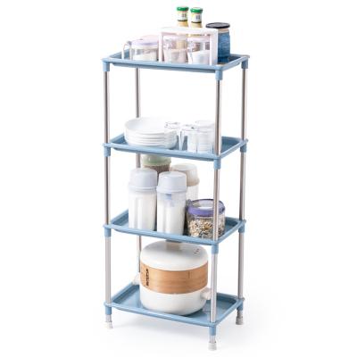 China Space-Saving Plastic Shelf Bathroom Kitchen Storage Shelf Stand Multifunctional Viable Corner Shelf for sale