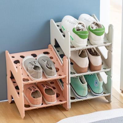 China Adjustable Detachable Plastic Stackable Shoe Organizer Folding Set Household Slippers Sandals (Size) Sports Indoor Shoes Rack Rack for sale