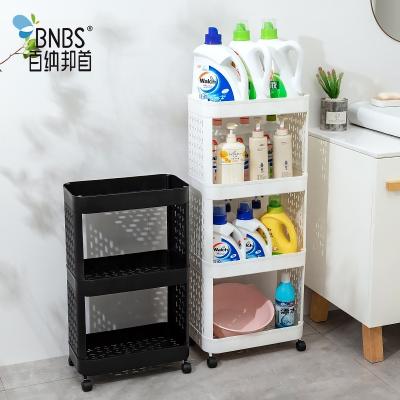 China Hot Selling Sustainable Bathroom Storage Rack Multi-Layer Plastic Tower Storage Cart Racks With Wheels for sale