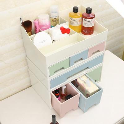 China New arrival factory price plastic cosmetic storage box desk organizer with drawers for cosmetic medicines for sale