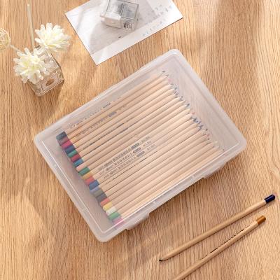 China Sustainable Plastic Portable Container Box Trash Can Stationery Pencil Transparent Desktop Storage Container for sale