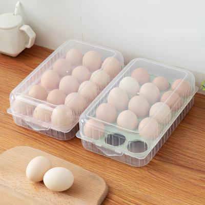 China Freshness Preservation 10/15 Grids Fridge Egg Tray Holder With Lid Kitchen Clear Plastic Containers For Food for sale