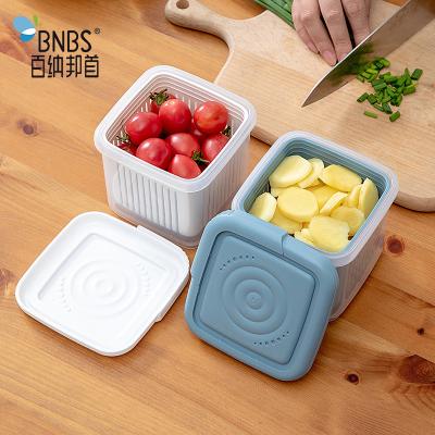 China Freshness Keeping Storage Box Design Kitchen Draining Storage Boxes And Refrigerator Bins Food Container Fresh Keeping Plastic Place More Crisp New for sale