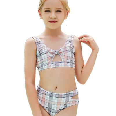 China Plus Size Modern Luxury Children's Lattice Swimsuit Bikini Set For Kids Swimwear for sale