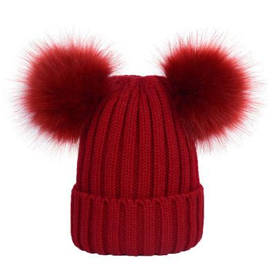 China COMMON COMMON winter thicken children women double bulb hat knitted warm hat hats beanie for sale