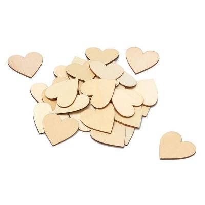 China Europe 2 Inch Wooden Heart Shaped Slice 100 Pieces Empty Wooden Tags With Holes Wedding Decoration DIY Making Wooden Hearts for sale