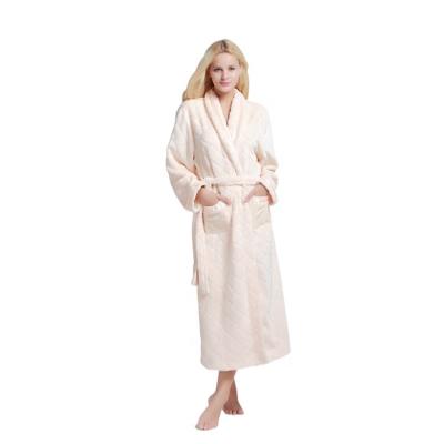 China Newest Design Pink QUICK DRY Soft Fleece High Grade Simple Design Party Women Bathrobe for sale