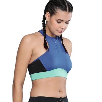 China Breathable Zipper Opening At Front Antimicrobial Quick Dry Runner Sports Comfortable Lightweight Training Bra For Women for sale