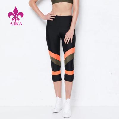 China Colorblock Antibacterial Compression Leggings Mid Rise 7/8 Sports Fitness Yoga Wear Gaiters For Women for sale