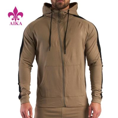 China OEM Essential Men's Fitness Gym Wear Hoodies Polyester Cotton Antibacterial Custom Comfortable Basic Jackets for sale