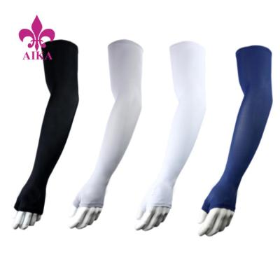 China Antibacterial High Quality Ice Silk Nylon Single Arm Sleeves Compression Arm Warmer Long Sleeves With Thumb Holes for sale