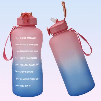 China Minimalist Custom Sports Large Plastic Motivational Half Gallon 64 Ounce 2l Water Bottle 2 Liter With Time Marker&straw for sale