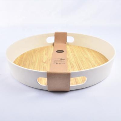 China Sustainable Wholesale Custom Design Biodegradable Bamboo Fiber Serving Tray For Food for sale