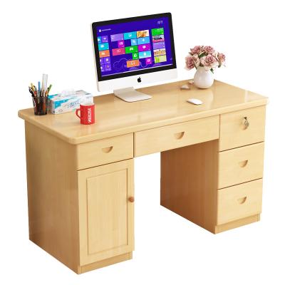 China Modern Computer Table Pine Wood Desk Bedroom With Shelf Simple Modern Economical Home Office With Drawer for sale