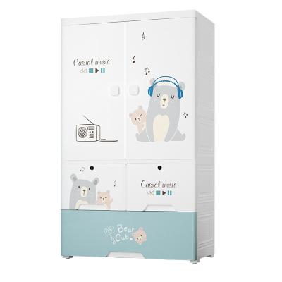 China Other Extra Large Thickened Drawer Double Door Assembly Plastic Bedroom Children's Single Cartoon Storage Cabinet Type Wardrobe for sale