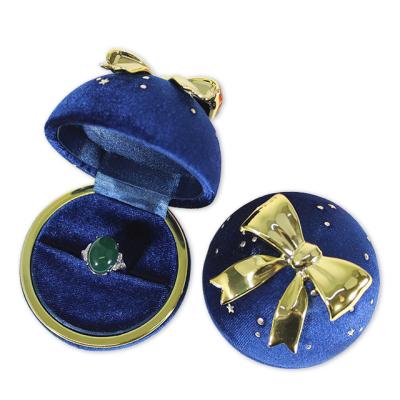 China Custom Hot Selling Eco-friendly Ball Shape Blue Ring Box Jewelry Necklace Gift Packaging Storage Box for sale