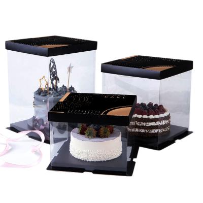 China Recycled Materials 6 Mini Plastic Cake Packing Case Cake Box Cake Pop Boxes With Window for sale