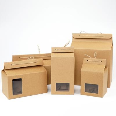 China Recycled Materials 2020 New Design Kraft Paper Box Customized Kraft Paper Tea Boxes Folded Biodegradable Green Kraft Paper Tea Box With Window for sale