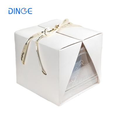 China Hot Selling Recyclable Folding Double Open Transparent Plastic White Plastic Portable PET Cake Box Dessert Box Packaging for sale