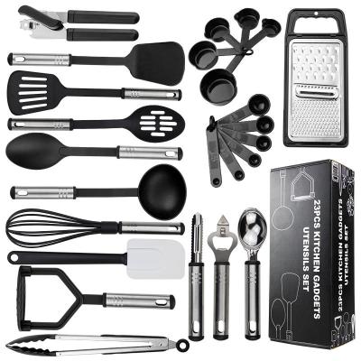 China Disposable Nylon Kitchen Set 25 Pieces Common Kitchen Tools Cooking Spoon Shovel Set Wholesale for sale