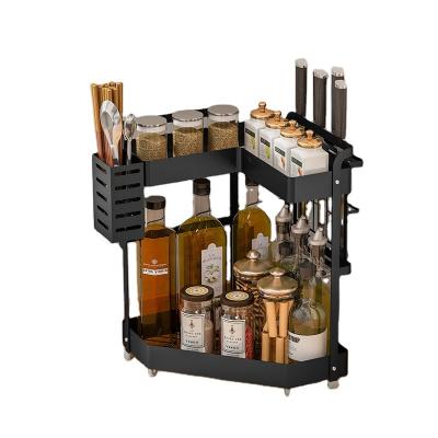 China Hot Selling Multilayer Spice Rack Stored Kitchen Corner Space Saving Storage Shelf for sale