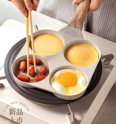 China American Style Skillet Egg Burger Four Hole Medical Stone Nonstick Frying Pan for sale