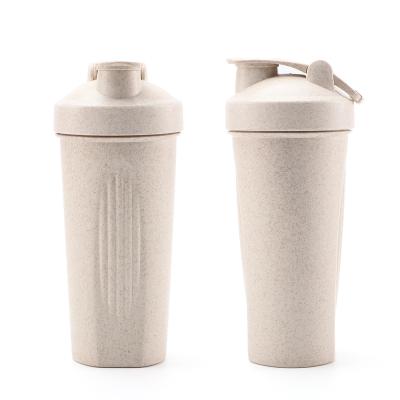 China Viable Wholesale Gym Shakers Fitness Shaker Eco Friendly Straw Wheat Sample Drink Bottle Custom Protein Shaker Bottle for sale