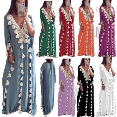 China High Quality Customization Support Plus Size Loose And Long Muslim Dress For Women Dubai One Size for sale