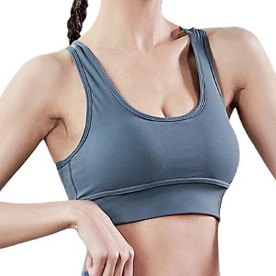 China 2021 New Women's Breathable High Support Padded Elastic Training Sports Bra Firm Push Up Gym Naked-back Underwear Cross Feel for sale